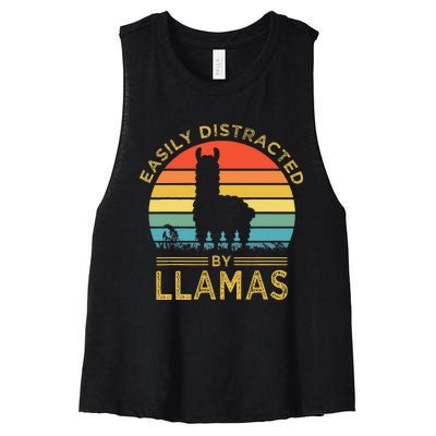 Easily Distracted By Llamas Women's Racerback Cropped Tank