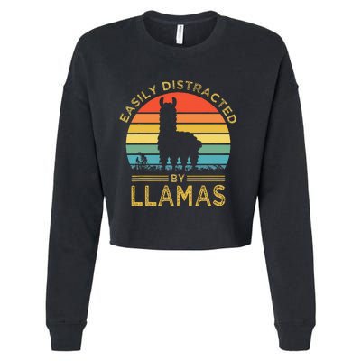 Easily Distracted By Llamas Cropped Pullover Crew