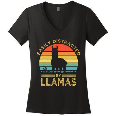 Easily Distracted By Llamas Women's V-Neck T-Shirt