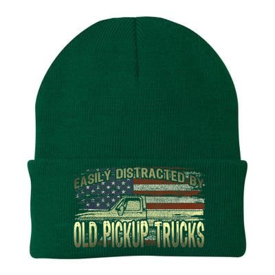 Easily Distracted By Old Pickup Trucks American Flag Truck Knit Cap Winter Beanie