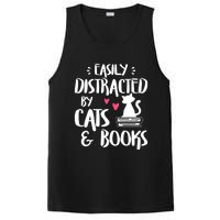 Easily Distracted By Cats And Books Funny Cat & Book Lover PosiCharge Competitor Tank