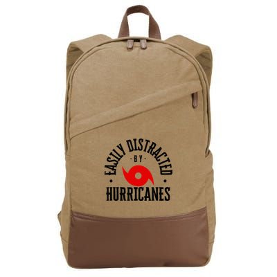 Easily Distracted By Hurricanes Hurricane Season Fun Weather Cotton Canvas Backpack