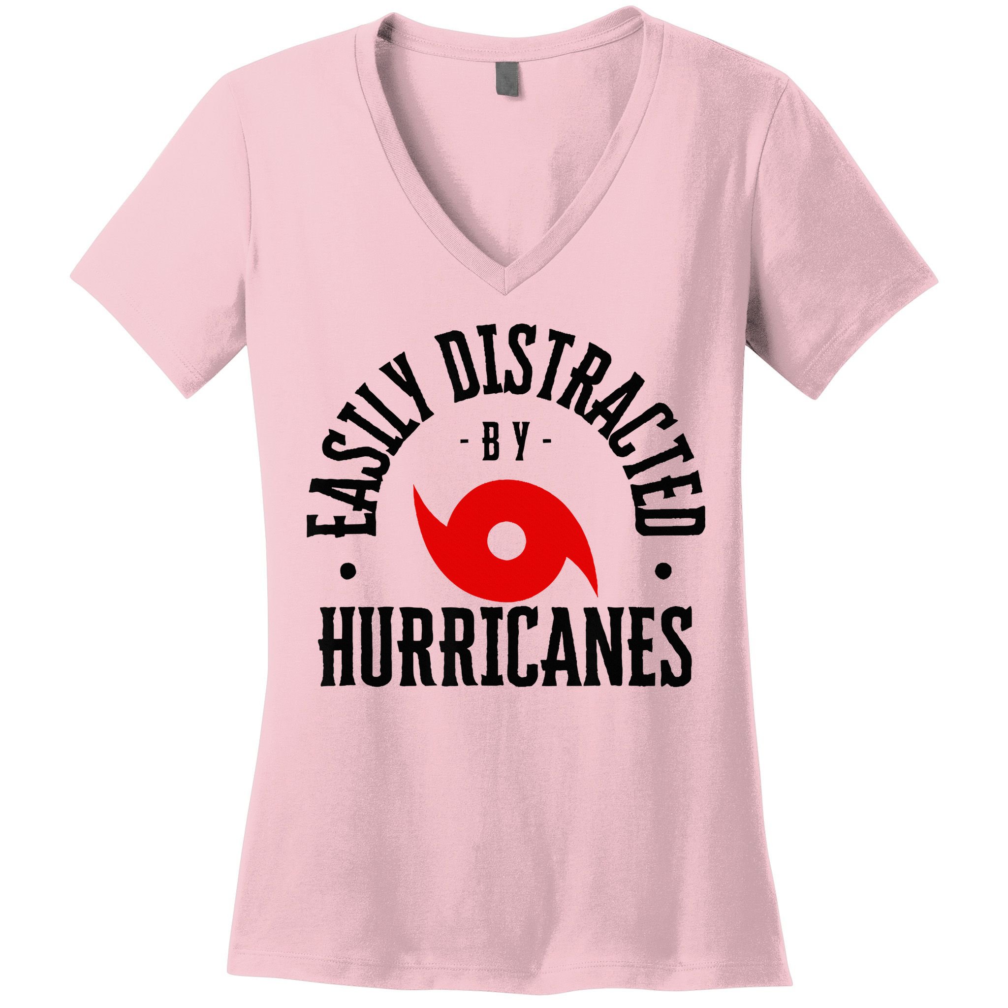 Easily Distracted By Hurricanes Hurricane Season Fun Weather Women's V-Neck T-Shirt