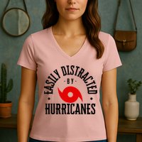 Easily Distracted By Hurricanes Hurricane Season Fun Weather Women's V-Neck T-Shirt