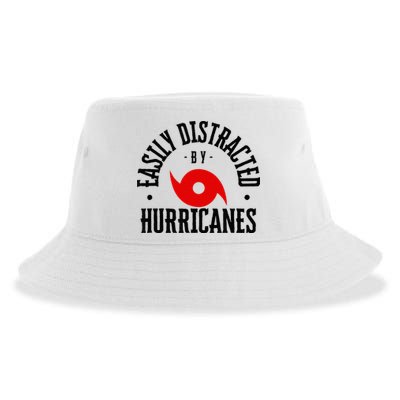 Easily Distracted By Hurricanes Hurricane Season Fun Weather Sustainable Bucket Hat
