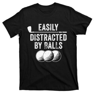 Easily Distracted by Balls Golf Ball Putt Vintage Funny Golf T-Shirt