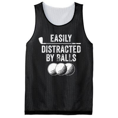 Easily Distracted by Balls Golf Ball Putt Vintage Funny Golf Mesh Reversible Basketball Jersey Tank