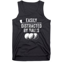 Easily Distracted by Balls Golf Ball Putt Vintage Funny Golf Tank Top