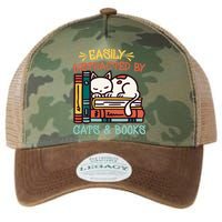 Easily Distracted By Cats And Books Cat & Book Lover Legacy Tie Dye Trucker Hat