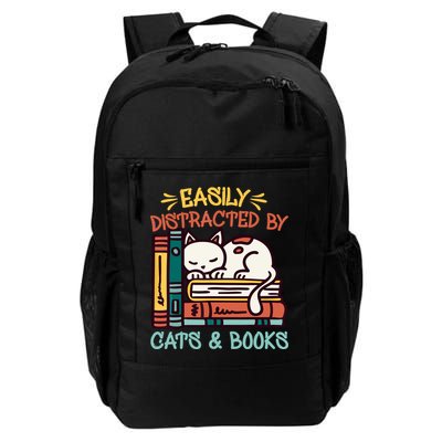 Easily Distracted By Cats And Books Cat & Book Lover Backpack