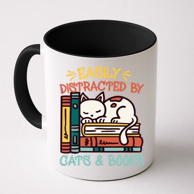 Easily Distracted By Cats And Books Cat & Book Lover Mug