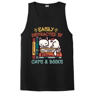 Easily Distracted By Cats And Books Cat & Book Lover PosiCharge Competitor Tank