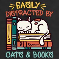Easily Distracted By Cats And Books Cat & Book Lover Trucker Hat