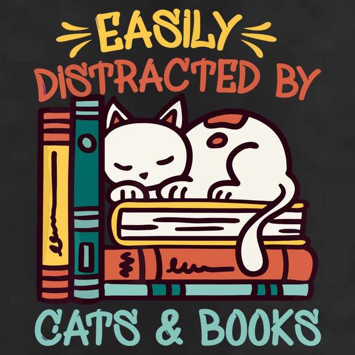 Easily Distracted By Cats And Books Cat & Book Lover Trucker Hat