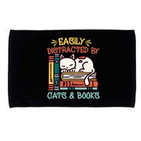 Easily Distracted By Cats And Books Cat & Book Lover Microfiber Hand Towel