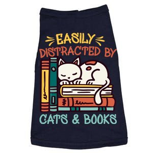 Easily Distracted By Cats And Books Cat & Book Lover Doggie Tank