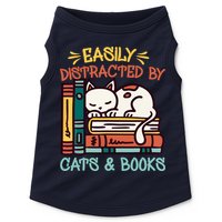 Easily Distracted By Cats And Books Cat & Book Lover Doggie Tank