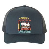 Easily Distracted By Cats And Books Cat & Book Lover Yupoong Adult 5-Panel Trucker Hat