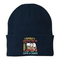 Easily Distracted By Cats And Books Cat & Book Lover Beanie
