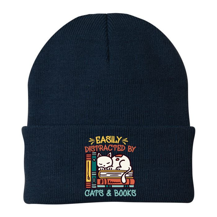 Easily Distracted By Cats And Books Cat & Book Lover Beanie