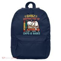 Easily Distracted By Cats And Books Cat & Book Lover 16 in Basic Backpack