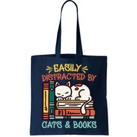 Easily Distracted By Cats And Books Cat & Book Lover Bag