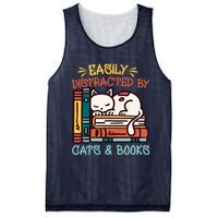 Easily Distracted By Cats And Books Cat & Book Lover Mesh Reversible Basketball Jersey Tank