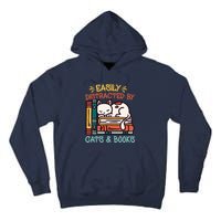 Easily Distracted By Cats And Books Cat & Book Lover Tall Hoodie