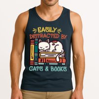 Easily Distracted By Cats And Books Cat & Book Lover Tank Top