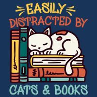 Easily Distracted By Cats And Books Cat & Book Lover Short Acrylic Beanie