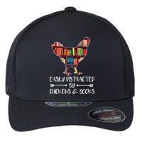 Easily Distracted By Chickens And Books Chicken Book Lover Flexfit Unipanel Trucker Cap
