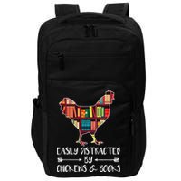 Easily Distracted By Chickens And Books Chicken Book Lover Impact Tech Backpack