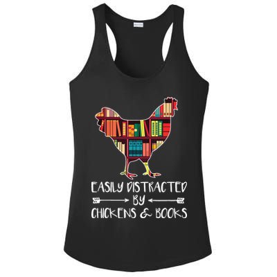 Easily Distracted By Chickens And Books Chicken Book Lover Ladies PosiCharge Competitor Racerback Tank