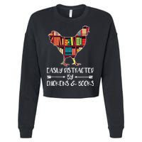 Easily Distracted By Chickens And Books Chicken Book Lover Cropped Pullover Crew