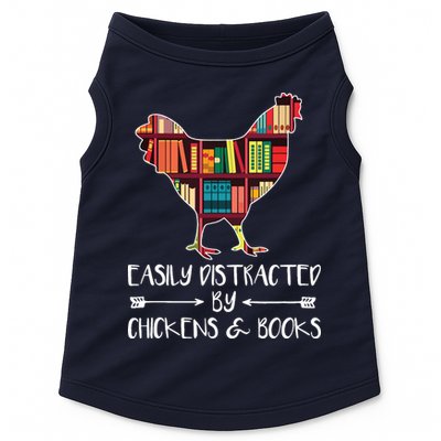 Easily Distracted By Chickens And Books Chicken Book Lover Doggie Tank