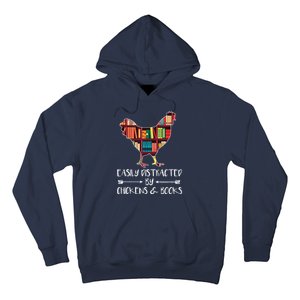 Easily Distracted By Chickens And Books Chicken Book Lover Hoodie