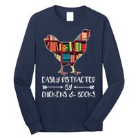 Easily Distracted By Chickens And Books Chicken Book Lover Long Sleeve Shirt