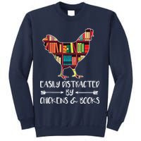 Easily Distracted By Chickens And Books Chicken Book Lover Sweatshirt