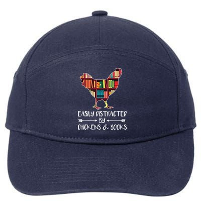 Easily Distracted By Chickens And Books Chicken Book Lover 7-Panel Snapback Hat