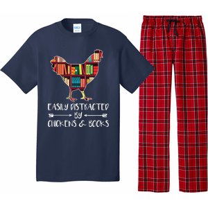 Easily Distracted By Chickens And Books Chicken Book Lover Pajama Set