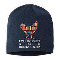 Easily Distracted By Chickens And Books Chicken Book Lover Sustainable Beanie