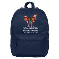 Easily Distracted By Chickens And Books Chicken Book Lover 16 in Basic Backpack