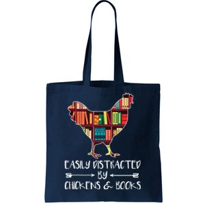 Easily Distracted By Chickens And Books Chicken Book Lover Tote Bag