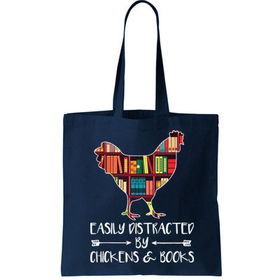 Easily Distracted By Chickens And Books Chicken Book Lover Bag