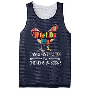 Easily Distracted By Chickens And Books Chicken Book Lover Mesh Reversible Basketball Jersey Tank