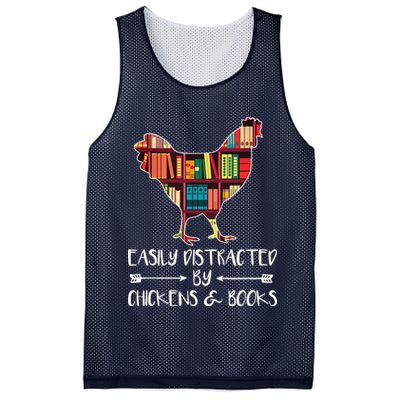 Easily Distracted By Chickens And Books Chicken Book Lover Mesh Reversible Basketball Jersey Tank