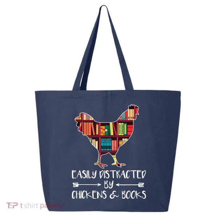 Easily Distracted By Chickens And Books Chicken Book Lover 25L Jumbo Tote