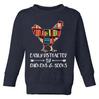 Easily Distracted By Chickens And Books Chicken Book Lover Toddler Sweatshirt