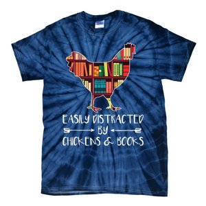 Easily Distracted By Chickens And Books Chicken Book Lover Tie-Dye T-Shirt