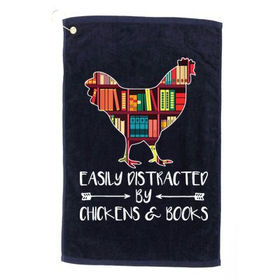 Easily Distracted By Chickens And Books Chicken Book Lover Golf Towel